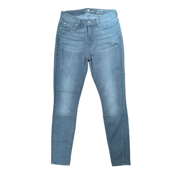 7 For All Mankind Denim - 7 For All Mankind Women’s The Ankle Skinny Jeans Faded Light Gray Denim Size 25